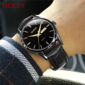 OLEVS 6898 Leather Watch Man And Woman Couple WristWatches Luxury Lover Watch Quartz Watches Reloj Pareja Waterproof Auto Day